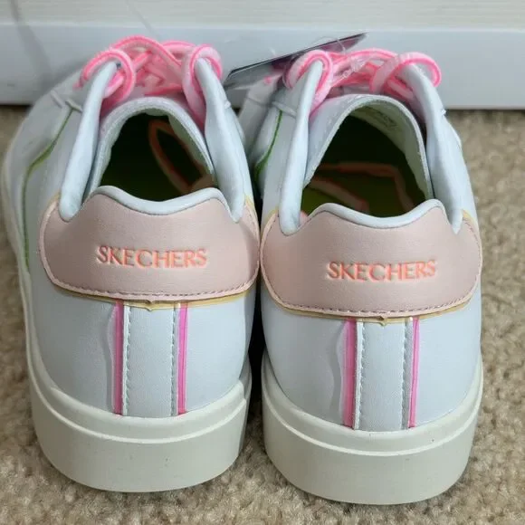 NWT Skechers Womens Court Classics Eden LX White/Pink/Green Shoes Sz7.5 - Picture 4 of 11